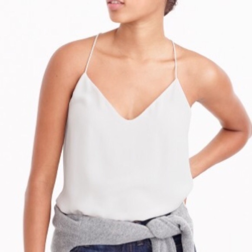 IVORY J.Crew 100% Silk Carrie Racerback Tank, Size 2